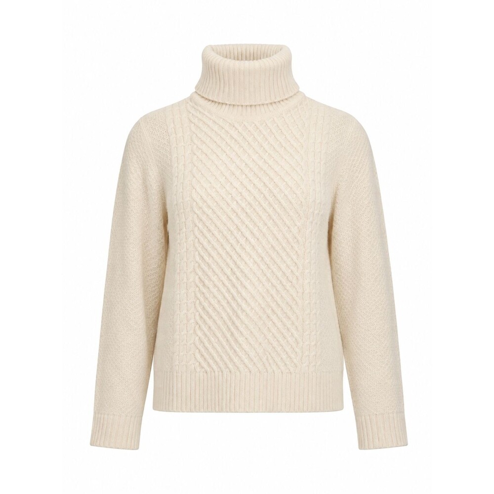 Equipment Femme M/M Cream Cable Knit Turtleneck Sweater Women's Medium